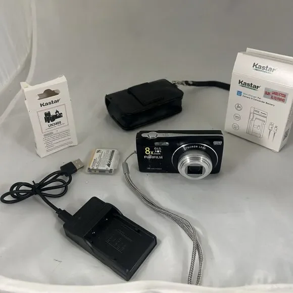Fujifilm FinePix JZ250 16MP Digital Camera Black Bundle Tested. See Pictures